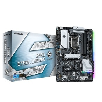 Дънна платка ASRock B560 Steel Legend, B560, LGA1200, DDR4, PCI-E 4.0 (DP/HDMI), 6x SATA 6Gb/s, 3x M.2, 1x USB 3.2 Gen 2 Type C, ATX | JAR Computers ASRock B560 Steel Legend