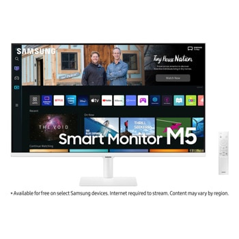 Монитор Samsung Smart Monitor M5 (LS32BM501EUXEN), 32" (81.28 cm) VA панел, 60Hz, Full HD, 4ms (GTG), 3.000:1, 250 cd/m2, HDMI, USB, WiFi, Bluetooth, бял image