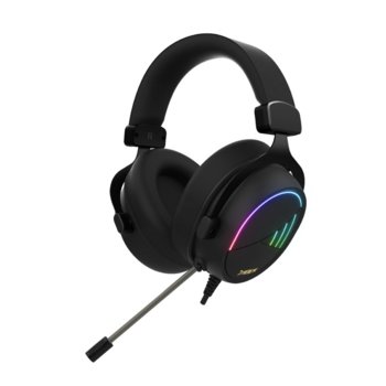 Слушалки Gamdias HEBE M2, микрофон, гейминг, 53мм говорители, 2m, виртуален 7.1 съраунд, USB, RGB подсветка, черни | JAR Computers GAMDIAS-HEBE-M2