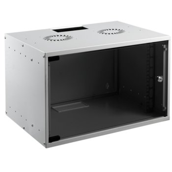 Комуникационен шкаф, Mirsan MR-06-SOH30, 10", 6U, 305 x 306 x 300, монтаж на стена, стъклена врата, сив | JAR Computers Mirsan MR-06-SOH30