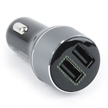 Зарядно устройство за кола Gembird EG-U2QC3-CAR-01, от автомобилна запалка към 2x USB-A(ж), 12V/1.5A, сребристо-черно | JAR Computers Gembird EG-U2QC3-CAR-01