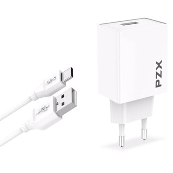 Зарядно устройство PZX C882E, от контакт към 1x USB Type-A(ж), 3.1A, бяло, с включен USB C кабел image