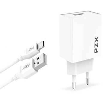 Зарядно устройство PZX C882E, от контакт към 1x USB Type-A(ж), 3.1A, бяло, с включен USB C кабел | JAR Computers PZX C882E Type C 110294