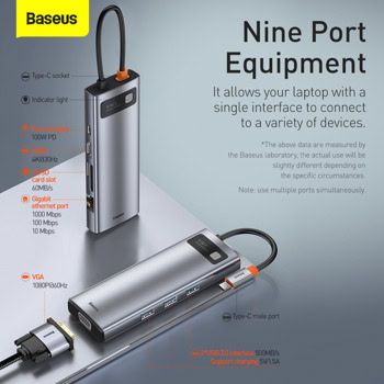 Baseus USB-C Metal Gleam Series 9-in-1 CAHUB-CU0G