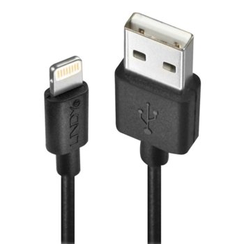 Кабел Lindy 31320, от USB A(м) към Lightning(м), 1m, черен | JAR Computers LINDY Kабел USB към Lightning 31320 1m