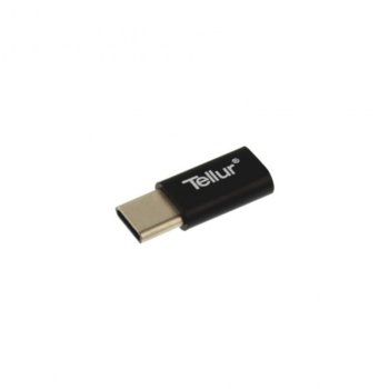 Преходник Tellur TLL155161, от USB-C(м) към microUSB(ж), черен | JAR Computers Tellur TLL155161