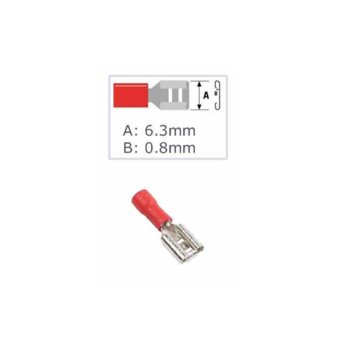 Кабелна обувка Fast On ST-065 / FDD 1.25-250(8), 100 бр., червена | JAR Computers Fast On ST-065 / FDD 1.25-250(8) Red
