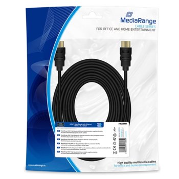 Кабел MediaRange MRCS212, от HDMI(м) към HDMI(м), 10.0m, gold-plated contacts, 10.2 Gbit/s, черен | JAR Computers Кабел MediaRange MRCS212