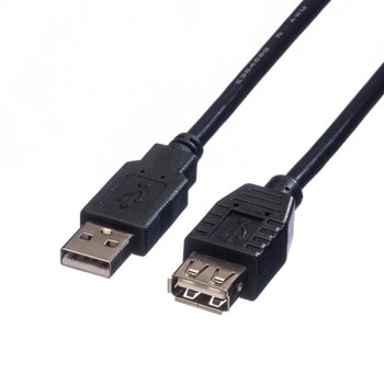 Kabel Roline 11.02.8947, от USB A(м) към USB A(ж), 0.8m, черен | JAR Computers 11.02.8947