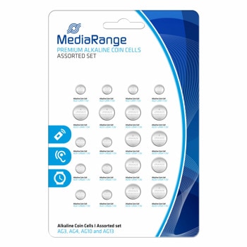 Батерии алкални MediaRange Premium Coin Cells MRBAT119 AG3/AG13/AG4/AG10 (LR41/LR44/LR626/LR54), 1.5V, 31mAh/145mAh/18mAh/72mAh, 20бр. различни видове | JAR Computers MediaRange MRBAT119