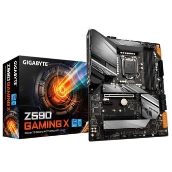 Дънна платка Gigabyte Z590 GAMING X, Z590, LGA1200, DDR4, PCI-E 4.0 (DP)(CF), 6x SATA 6Gb/s, 3x M.2, 1x USB 3.2 Gen 2 Type-C, ATX | JAR Computers Gigabyte Z590 GAMING X