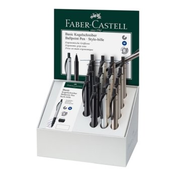 Химикалка Faber-Castell Alu антрацит, черен цвят на писане, различни цветове, 15 бр. | JAR Computers Faber-Castell Химикалка Basic Alu 15 броя