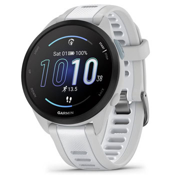 Смарт часовник Garmin Forerunner 165 (Mist Grey/Whitestone), 1.2" (3.04cm) AMOLED дисплей, Bluetooth, ANT+, GPS, 4GB Flash памет, пулсомер, измерване на SpO2, мониторинг на съня, 5ATM, до 11 дни време на работа, бял | JAR Computers Garmin Forerunner 165 Mist Grey 010-02863-21