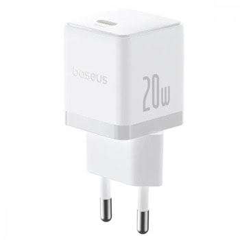 Зарядно устройство Baseus Palm Type-C White (P10111602213-00), от контакт към 1x USB-C(ж), 12V/1.67A, 20W, бяло | JAR Computers Baseus Palm 20W Type-C White P10111602213-00