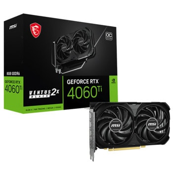 Видео карта Nvidia GF RTX 4060 Ti, 8GB, MSI VENTUS 2X BLACK E1 OC, PCI-E 4.0, GDDR6, 128-bit, DisplayPort, HDMI | JAR Computers MSI GeForce RTX 4060 Ti VENTUS 2X BLACK E1 OC