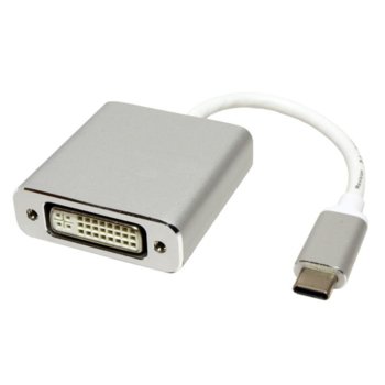 Адаптер Roline 12.03.3205, от USB Type-C(м) към DVI-D 24+1(ж), бял | JAR Computers ROLINE 12.03.3205