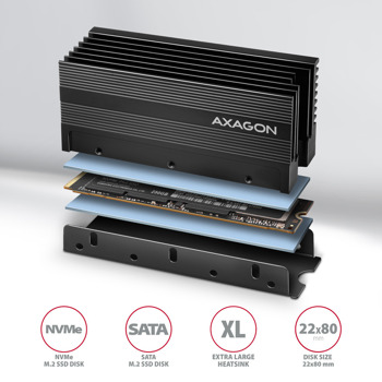 AXAGON CLR-M2XL heatsink for M.2 SSD