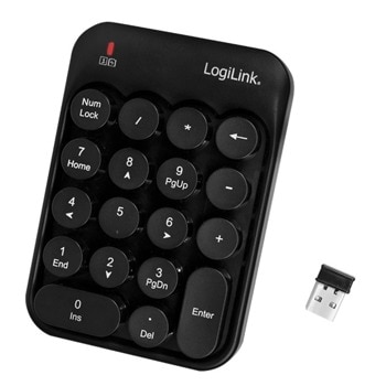 Клавиатура LogiLink ID0173 NumPad, безжична, 18 клавиша, черна, USB image