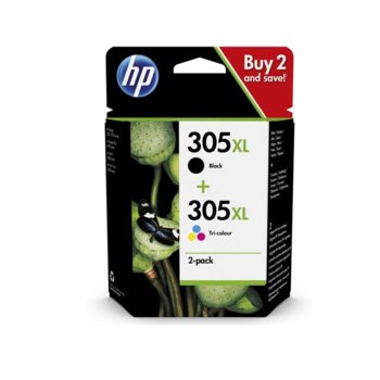 HP 305XL 2-Pack High Yield Tri-color/Black Origina