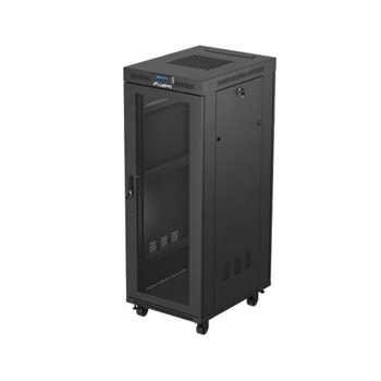 Комуникационен шкаф Lanberg FF01-6832-23BL, 19", 32U, 167.6 x 80 x 60 cm, товароносимост до 1200кг, термостат, черен | JAR Computers Lanberg FF01-6832-23BL