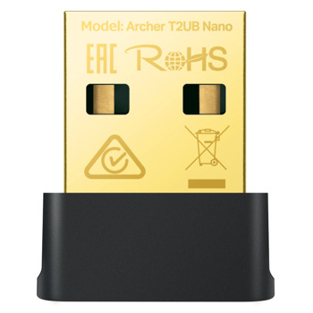 Мрежови адаптер TP-LINK Archer T2UB Nano, 600 Mbps, 2.4GHz(200 Mbps)/5GHz(433 Mbps), Wireless-AC, Bluetooth 4.2, USB | JAR Computers TP-LINK Archer T2UB Nano