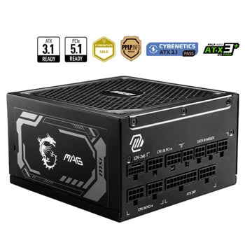Захранване MSI MAG A1000GL PCIE5, 1000W, Active PFC, 80 Plus Gold, 135mm вентилатор | JAR Computers MSI MAG A1000GL PCIE5