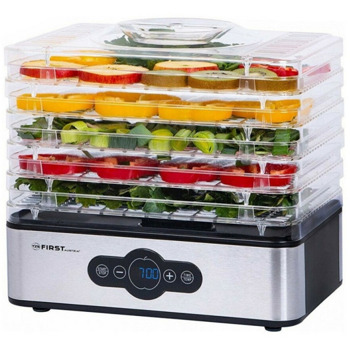 Уред за сушене на плодове First Austria FA-5126-5, 240W, 5 нива, без BPA, термостат, таймер до 99ч, 35 до 70C, инокс/черен | JAR Computers First Austria FA-5126-5