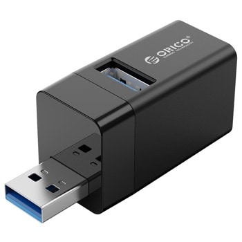 USB Хъб Orico MINI-U32-BK, 3 порта, 1x USB-A 3.0, 2x USB-A 2.0, черен image