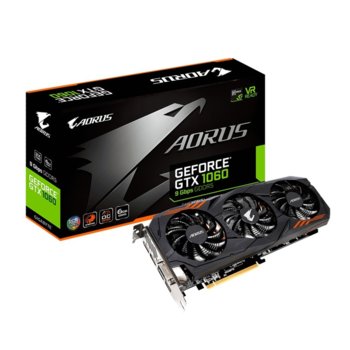 Видео карта nVidia GeForce GTX 1060, 6GB, Gigabyte AORUS GV-N1060AORUS-6GD, PCI-E 3.0, GDDR5, 192 bit, 3x Display Port, HDMI, DVI | JAR Computers Gigabyte AORUS GV-N1060AORUS-6GD