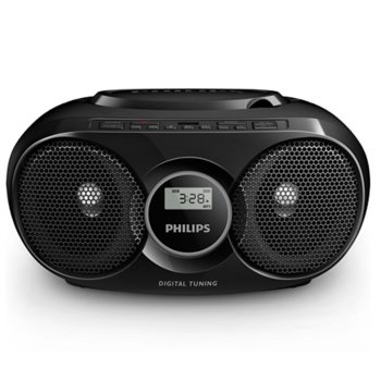 CD радиокасетофон Philips AZ318B, 2.0, 3W, USB, 3.5mm жак, FM, черен | JAR Computers Philips AZ318B Black