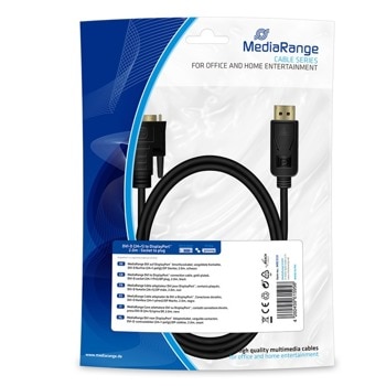 Кабел MediaRange, DVI (ж) - DP (м), 2м, черен | JAR Computers MediaRange DVI (m) - DP (m)