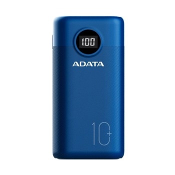 Външна батерия /power bank/ Adata P10000QCD, 10 000 mAh, синя, 1x USB-C двупосочно, 2x USB-A, PD/QC 3.0, LCD дисплей | JAR Computers Adata P10000QCD Power Bank Blue AP10000QCD-DGT-CDB