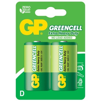 Батерия цинкова, GP R20 Greencell, D, R20, 1.5V, 2бр | JAR Computers Цинк карбонова батерия GP R20 Greencell