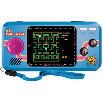 Мини конзола My Arcade Ms. Pac-Man 3in1 Pocket Player, 2.75" цветен екран, преносима, Bandai Namco Ms. Pac-Man, Sky Kid и Mappy вградени игри, синя | JAR Computers My Arcade Ms. Pac-Man 3in1 Pocket Player