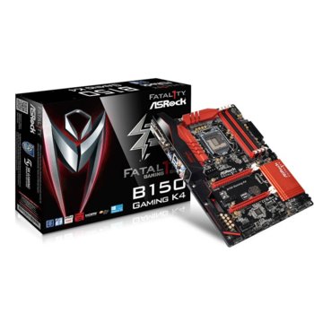 Дънна платка AsRock Fatal1ty Gaming K4, B150, 1151, DDR4, PCI-E (HDMI&DVI), 6x SATA 6Gb/s, 2x SATA Express, 1x Ultra M.2, 4x USB 3.0, ATX | JAR Computers AsRock Fatal1ty B150 Gaming K4