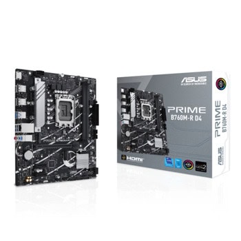 Дънна платка Asus PRIME B760M-R D4, B760, LGA1700, DDR4, PCI-E 4.0, 4x SATA 6Gb/s, 2x M.2, 4x USB 3.2 Gen 1, Micro ATX | JAR Computers Дънна платка Asus PRIME B760M-R D4