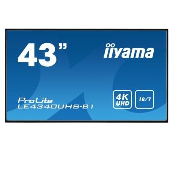 Публичен дисплей Iiyama LE4340UHS-B1, 42.5"(108.0 cm) 4K UHD AMVA3 LED, VGA, DVI, HDMI, RS232, LAN, USB image