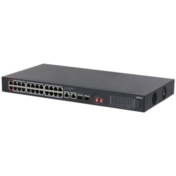 Суич Dahua S3228-24GT-375, 1000Mbps, 28 порта, 24x 10/100/1000Mbps RJ45 (PoE), 2x 10/100/1000Mbps RJ45 (Uplink), 2x 1G SFP | JAR Computers Dahua S3228-24GT-375
