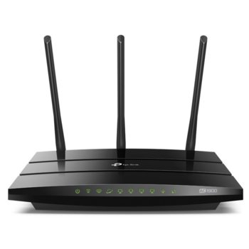 Рутер TP-Link Archer A9, 1900Mbps, 2.4GHz (600 Mbps), 5GHz (1300 Mbps), Wireless AC, 4x LAN ports 10/100/1000bps, 1x WAN port 10/100/1000Mbps, 3 външни антени | JAR Computers TP-Link Archer A9