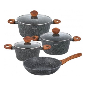 Комплект съдове Klausberg KB 7240, алуминий, гранитно покритие, 7 части, сив | JAR Computers Klausberg KB 7240