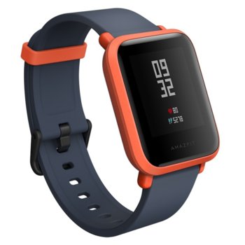 Смарт часовник Xiaomi Amazfit Bip Red, 1.28" (3.25cm) дисплей, водоустойчив IP68, до 45 дни време за работа, черен/червен | JAR Computers Xiaomi Amazfit Bip Red