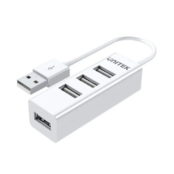 USB хъб Unitek Y-2146, 4 порта, от USB Type-A към 4x USB 2.0 Type-A, бял | JAR Computers USB хъб Unitek Y-2146 бял
