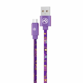Кабел Tellur Graffiti (TLL155641), от USB-A(м) към USB-C(м), 1m, лилав | JAR Computers Tellur Graffiti TLL155641 от USB-A м към USB-C м