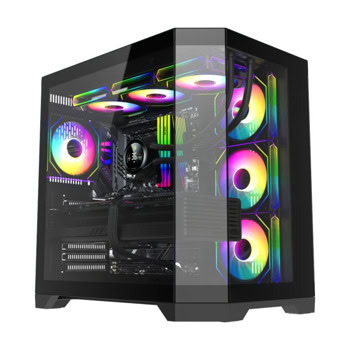 Кутия Gamemax HYPE-A Black, ATX/mATX/Mini-ITX, 1x USB 3.0, 3x 120mm вентилатора RGB, с прозорец, черна, без захранване | JAR Computers Кутия Gamemax HYPE-A черна