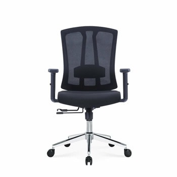 Работен стол RFG Primo Lux Chrome W, до 120кг, дамаска/меш, хромирана база, люлеещ механизъм, заключване в позиция, лумбална опора, черен | JAR Computers RFG Primo Lux Chrome W Black