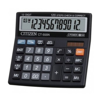 Калкулатор Citizen CT-555N, автоматично изключване, черен image