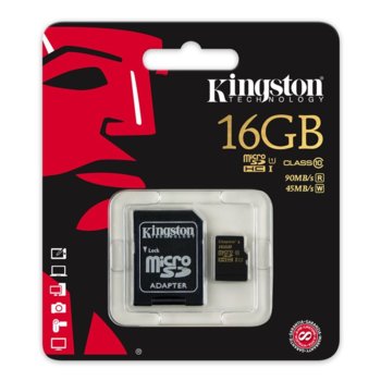 16GB microSDHC Kingston UHS-I SDCA10