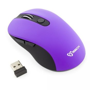 Мишка SBOX WM-911U, оптична (1600 dpi), безжична, USB, лилава image