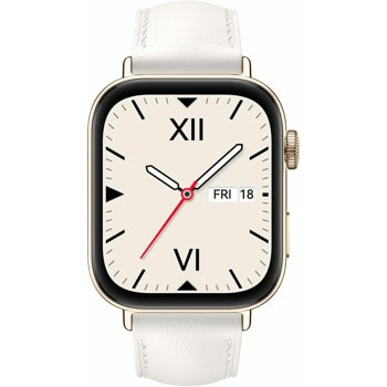 Смарт часовник Huawei Watch Fit 3 Gold (White Leather), 1.82" (4.62cm) AMOLED дисплей, Bluetooth, мониторинг на съня, проследяване на калории, измерване на SpO2, 5ATM, до 7 дни време на работа, златист с бяла каишка | JAR Computers Huawei Watch Fit 3 Gold (White Leather)
