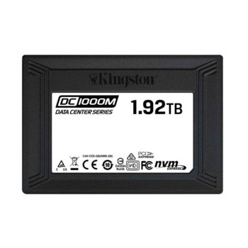 Памет SSD 1920GB, Kingston DC1000M, NVMe, 2.5"(6.35 cm), скорост на четене 3100 MB/s, скорост на запис 2600 MB/s | JAR Computers Kingston DC1000M 1920GB